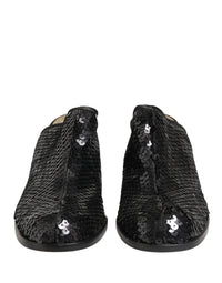 Dolce & Gabbana Black Sequined Mules Women's Shoes