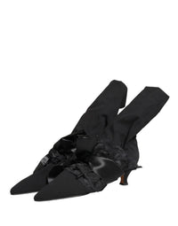 Dolce & Gabbana Black Suede Mid Calf Boots Women's Shoes