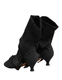 Dolce & Gabbana Black Suede Mid Calf Boots Women's Shoes
