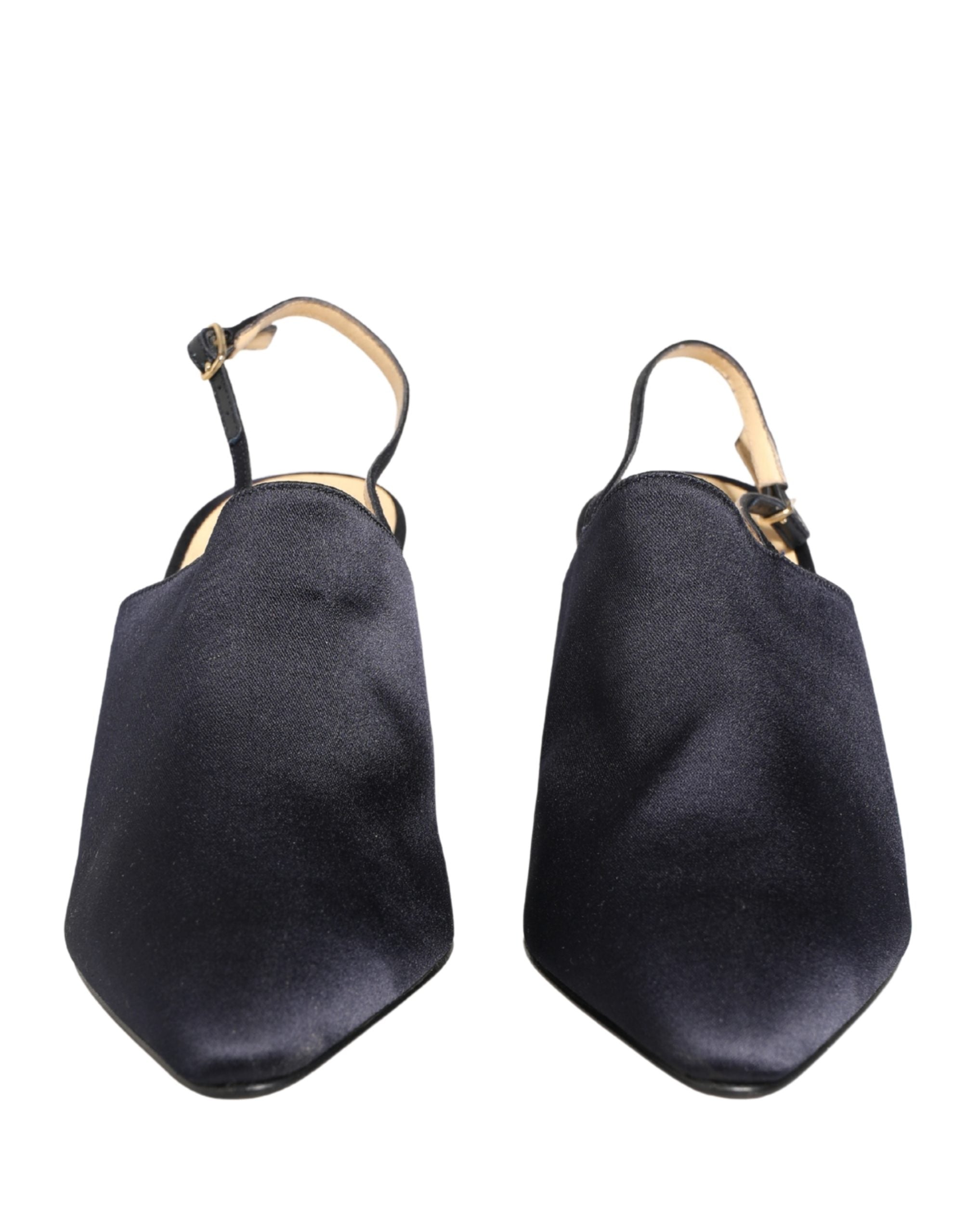 Dolce & Gabbana Black Suede Heels Slingbacks Women's Shoes