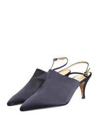 Dolce & Gabbana Black Suede Heels Slingbacks Women's Shoes