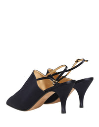 Dolce & Gabbana Black Suede Heels Slingbacks Women's Shoes