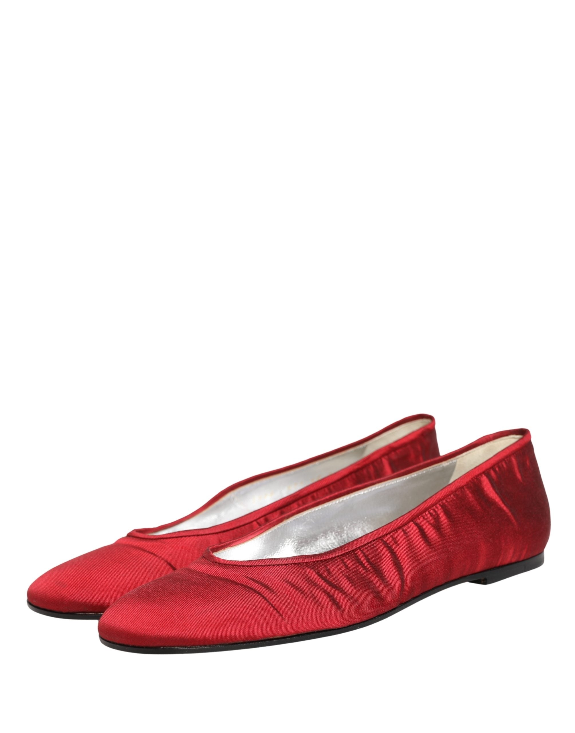Dolce & Gabbana Dolce & Gabbana Red Satin Fabric Ballet Slip On Flats Women's Shoes