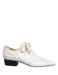 Dolce & Gabbana Dolce & Gabbana White Leather Brogue Oxford Lace Up Women's Shoes