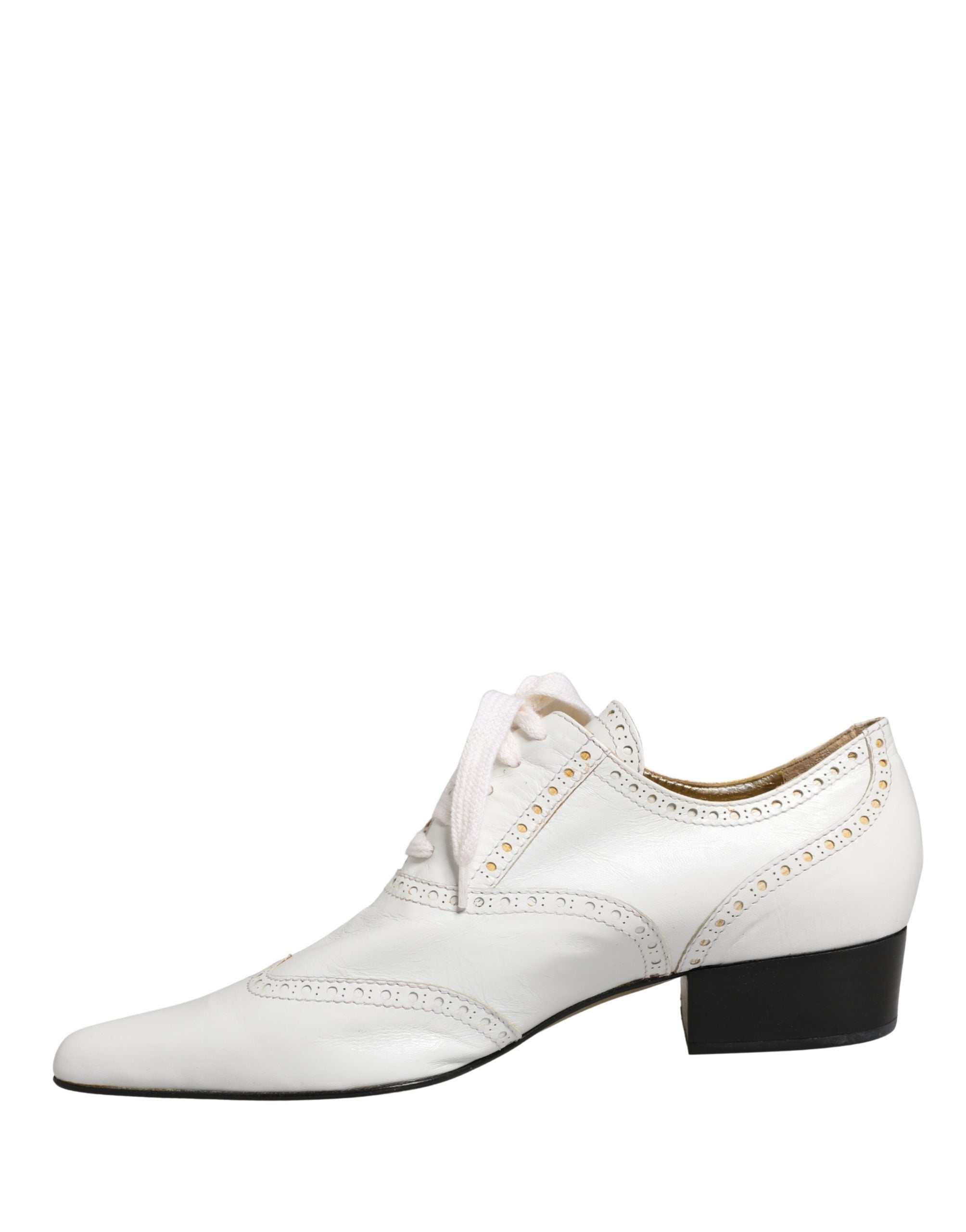 Dolce & Gabbana Dolce & Gabbana White Leather Brogue Oxford Lace Up Women's Shoes