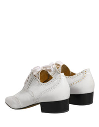 Dolce & Gabbana Dolce & Gabbana White Leather Brogue Oxford Lace Up Women's Shoes