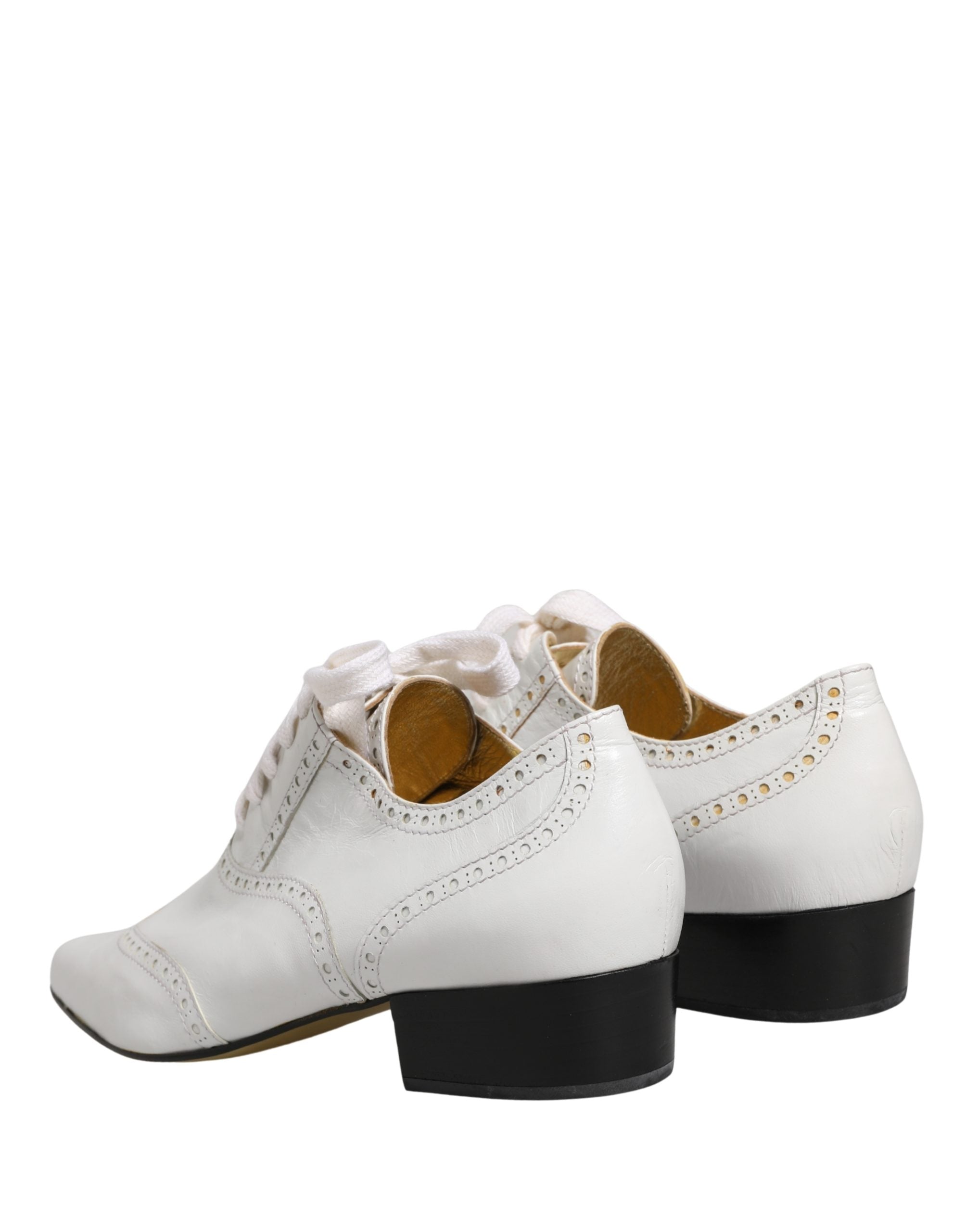 Dolce & Gabbana Dolce & Gabbana White Leather Brogue Oxford Lace Up Women's Shoes
