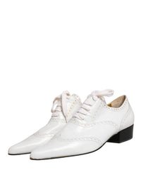 Dolce & Gabbana Dolce & Gabbana White Leather Brogue Oxford Lace Up Women's Shoes