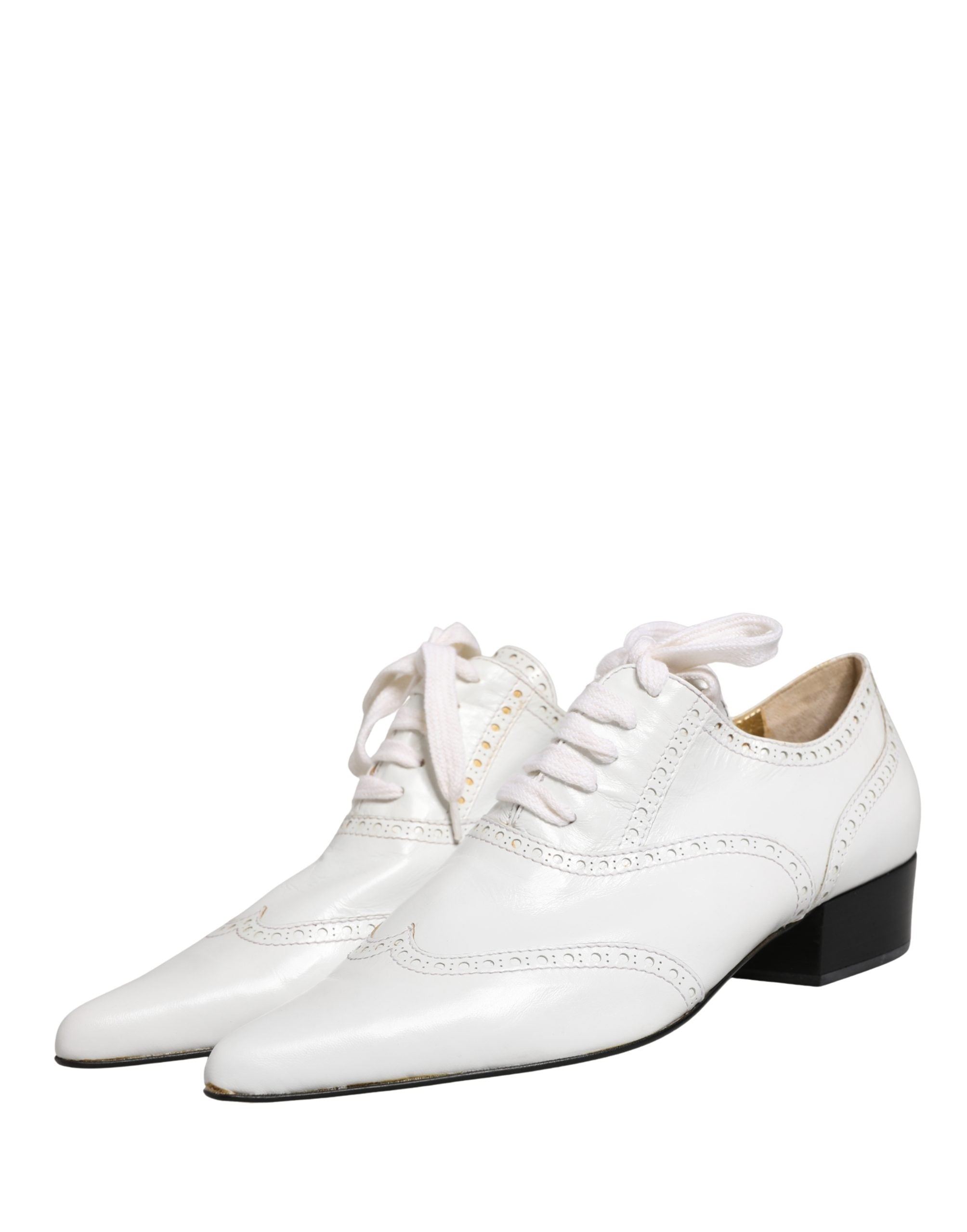 Dolce & Gabbana Dolce & Gabbana White Leather Brogue Oxford Lace Up Women's Shoes