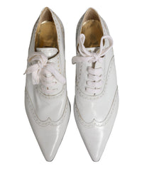 Dolce & Gabbana Dolce & Gabbana White Leather Brogue Oxford Lace Up Women's Shoes