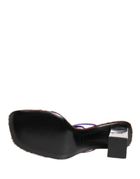 Dolce & Gabbana Silver Block Heels Slip On Sandals Women's Shoes