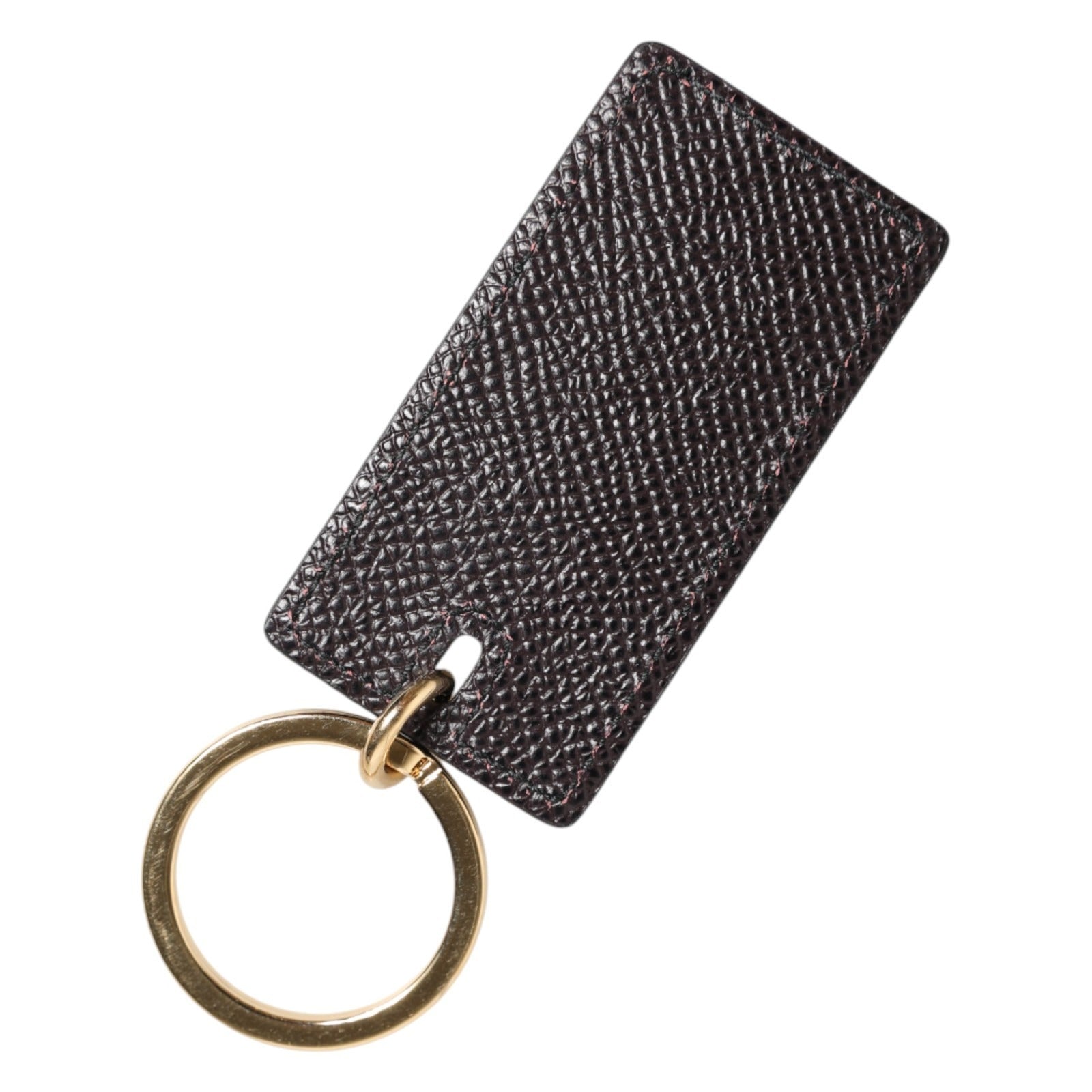Dolce & Gabbana Dolce & Gabbana Black Calf Leather Logo Metal Ring Men Keychain Men's Keyring
