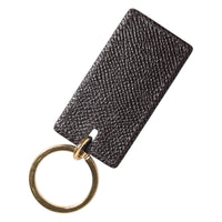 Dolce & Gabbana Dolce & Gabbana Black Calf Leather Logo Metal Ring Men Keychain Men's Keyring