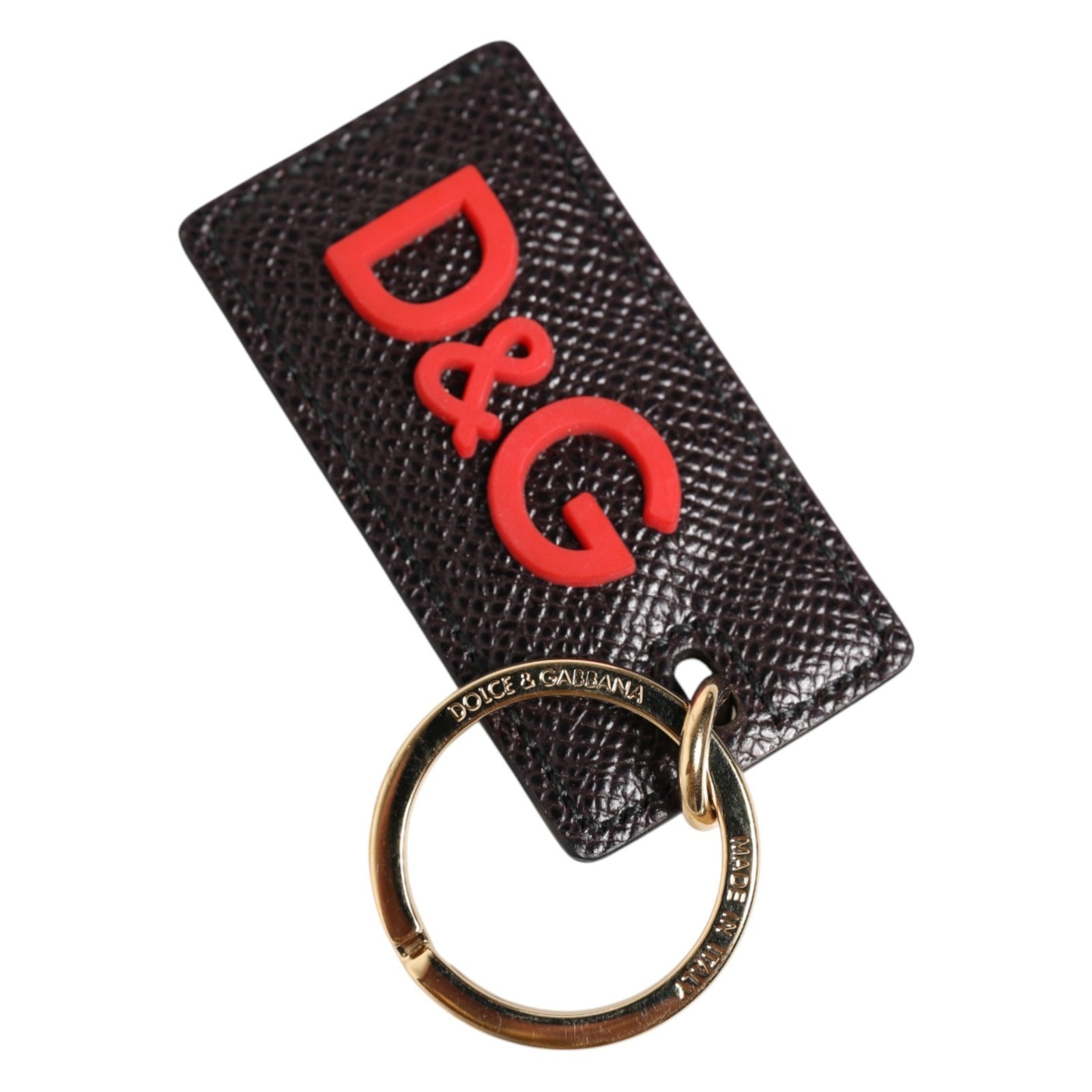Dolce & Gabbana Dolce & Gabbana Black Calf Leather Logo Metal Ring Men Keychain Men's Keyring
