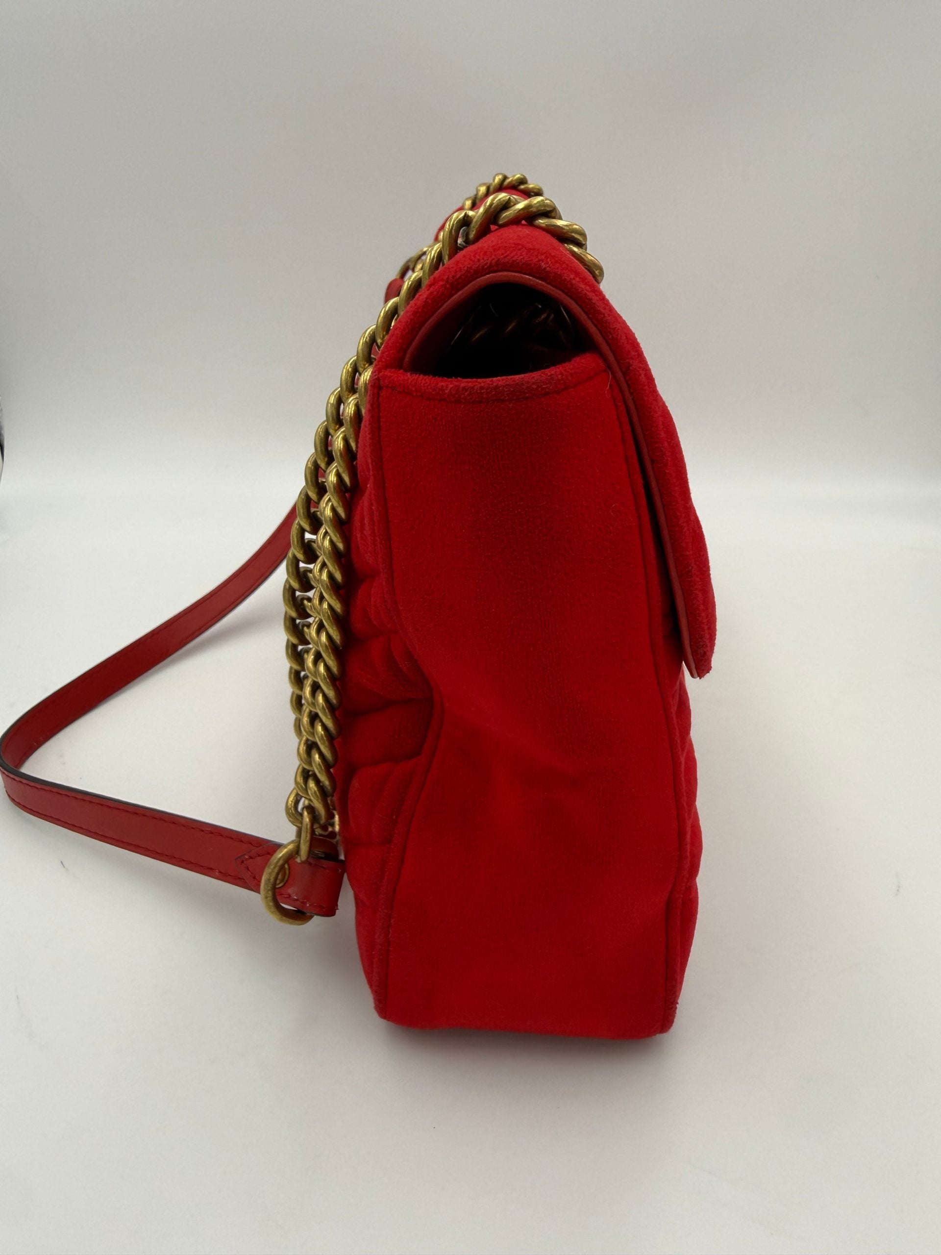 Gucci GUCCI MARMONT Red Velvet Women's Handbag (Authentic Pre-Loved)