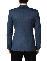 Dolce & Gabbana Blue Checked Double Breasted Men Suit Men's Jacket