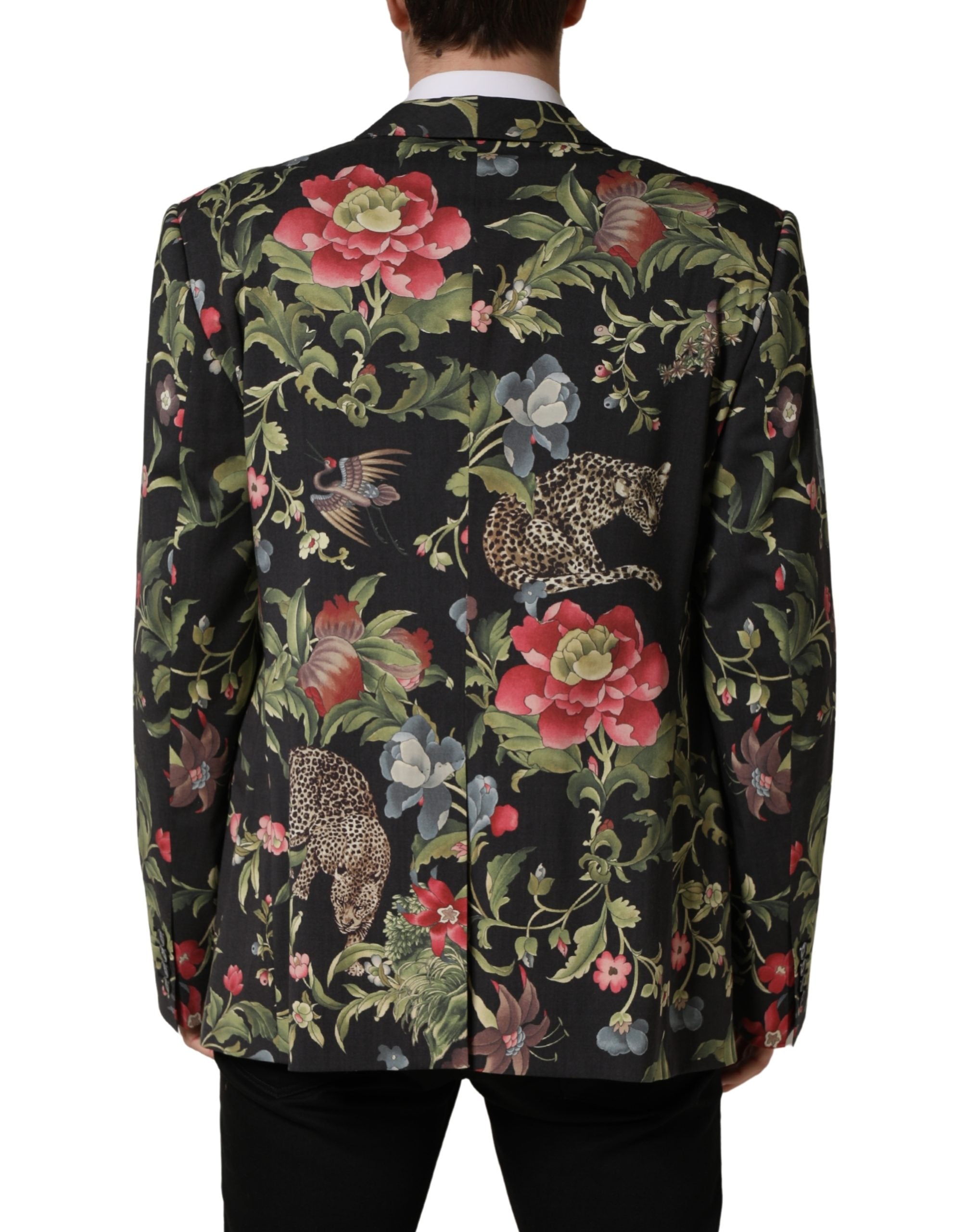 Dolce & Gabbana Multicolor Floral Leopard 1 Button Men Suit Men's Jacket