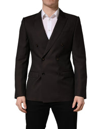 Dolce & Gabbana Dark Violet Wool Double Breasted Suit Men's Jacket