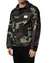 Dolce & Gabbana Multicolor Camouflage Hooded Bomber Men's Jacket
