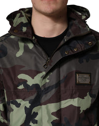 Dolce & Gabbana Multicolor Camouflage Hooded Bomber Men's Jacket
