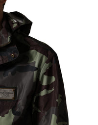 Dolce & Gabbana Multicolor Camouflage Hooded Bomber Men's Jacket