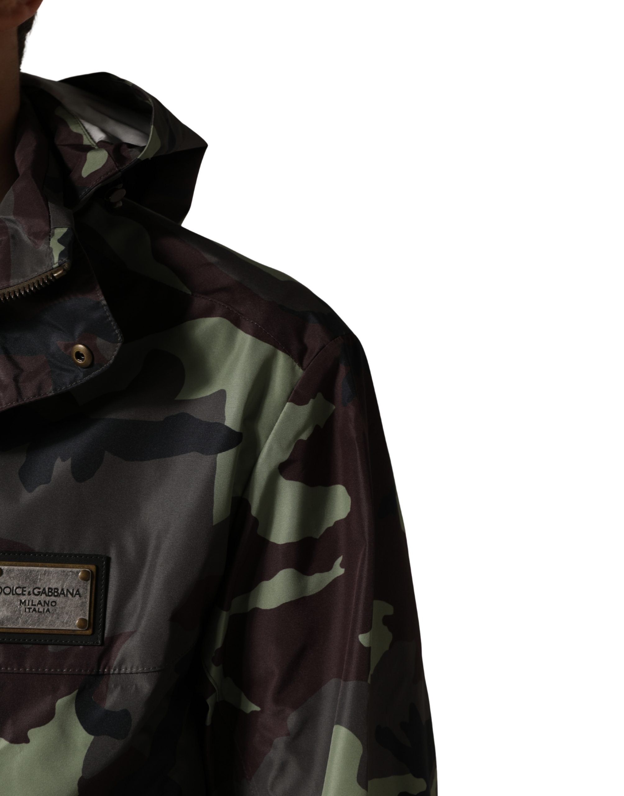 Dolce & Gabbana Multicolor Camouflage Hooded Bomber Men's Jacket