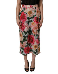 Dolce & Gabbana Multicolor Floral High Waist Cropped Women's Pants