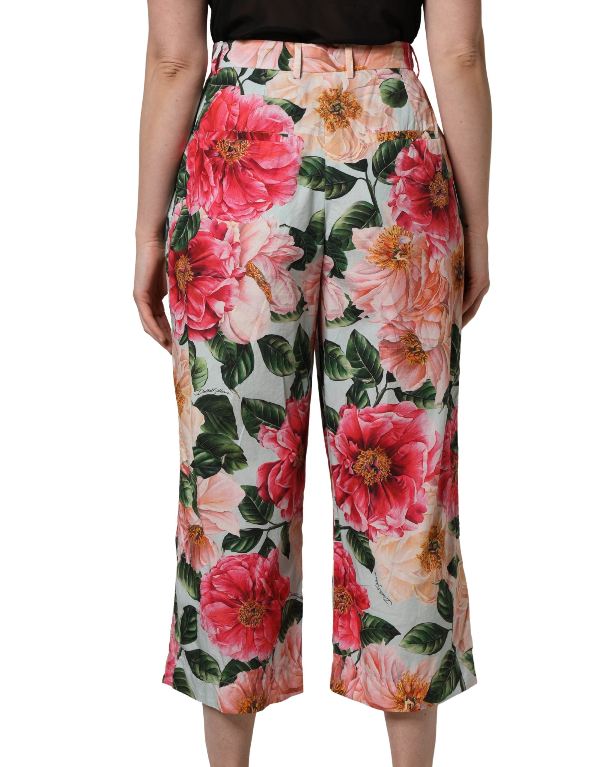 Dolce & Gabbana Multicolor Floral High Waist Cropped Women's Pants