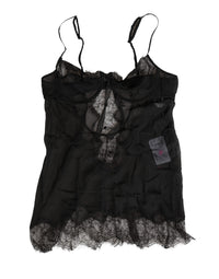Dolce & Gabbana Black Silk Lace Lingerie Chemise Top Women's Underwear