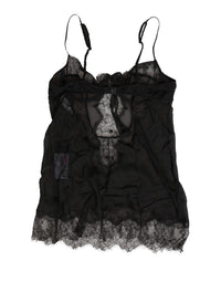 Dolce & Gabbana Black Silk Lace Lingerie Chemise Top Women's Underwear