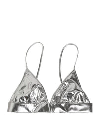 Dolce & Gabbana Metallic Silver Sleeveless Bustier Cropped Women's Top