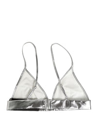 Dolce & Gabbana Metallic Silver Sleeveless Bustier Cropped Women's Top