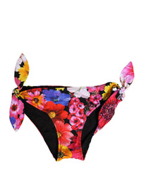 Dolce & Gabbana Black Floral Print Swimsuit Bikini Bottom Women's Swimwear