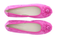 Daniela Fargion Fuschia Suede Camelia Toe Flat Suede Ballerina Shoes-