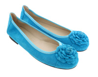 Daniela Fargion Fuschia Suede Camelia Toe Flat Suede Ballerina Shoes-