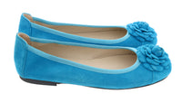 Daniela Fargion Fuschia Suede Camelia Toe Flat Suede Ballerina Shoes-