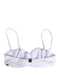 Dolce & Gabbana White Nylon Bikini Logo Plaque 2 Piece Women's Swimwear
