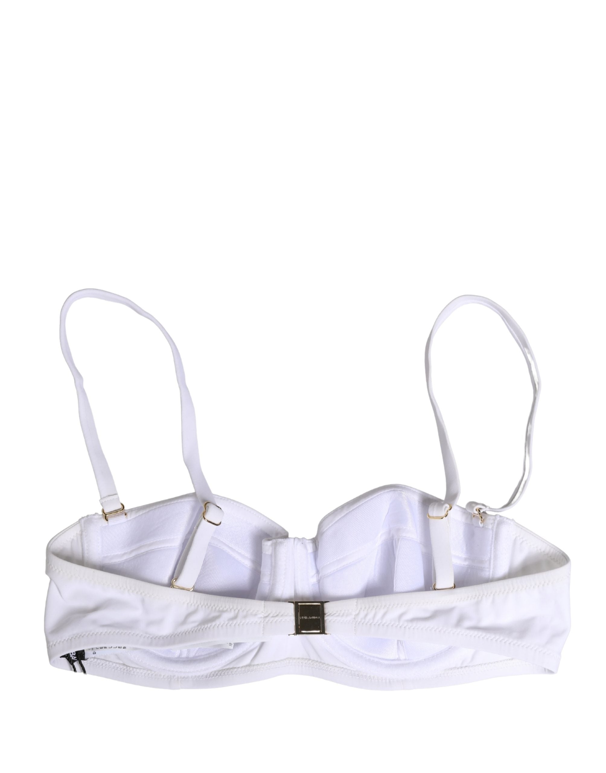 Dolce & Gabbana White Nylon Bikini Logo Plaque 2 Piece Women's Swimwear