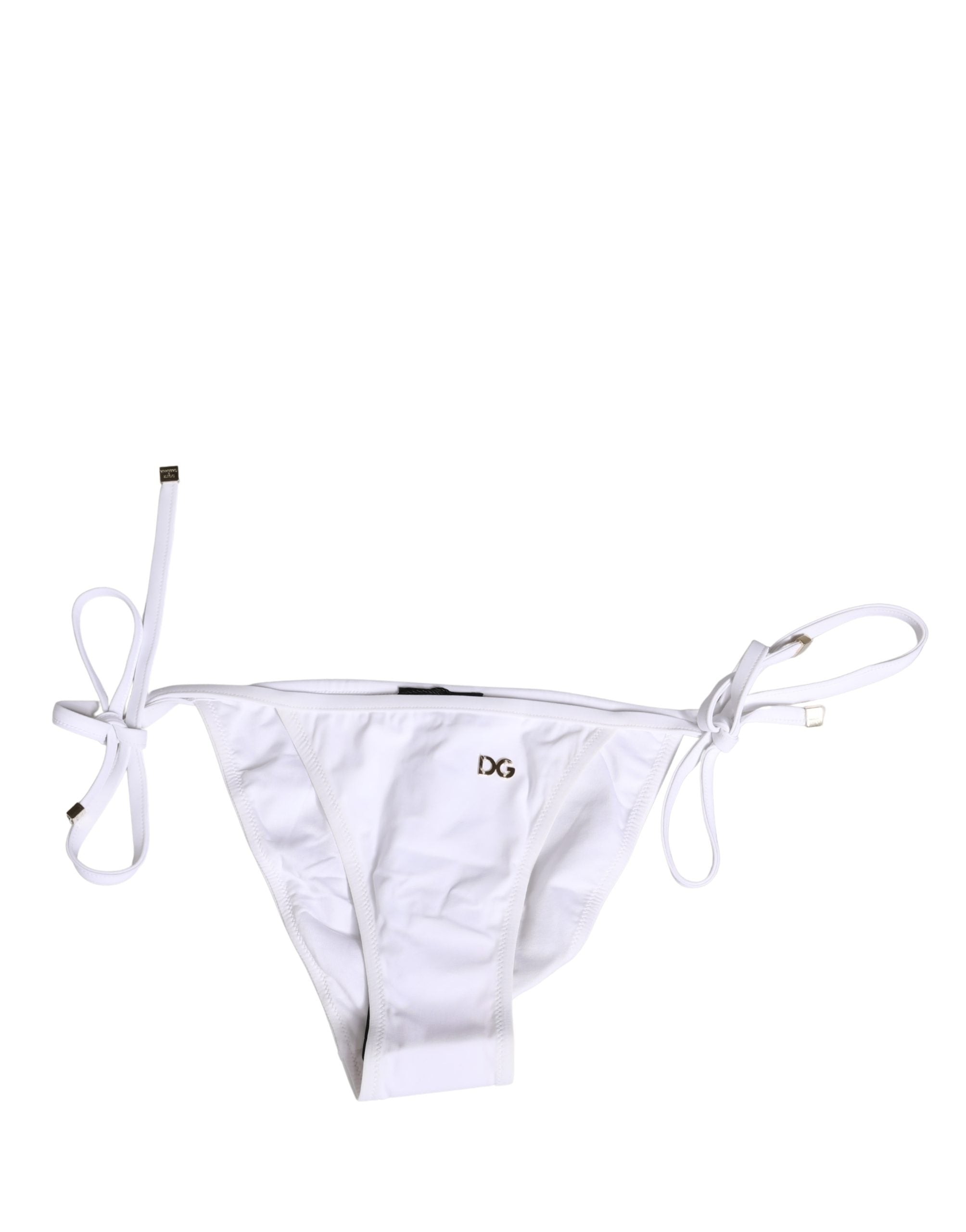 Dolce & Gabbana White Nylon Bikini Logo Plaque 2 Piece Women's Swimwear