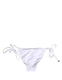 Dolce & Gabbana White Nylon Bikini Logo Plaque 2 Piece Women's Swimwear