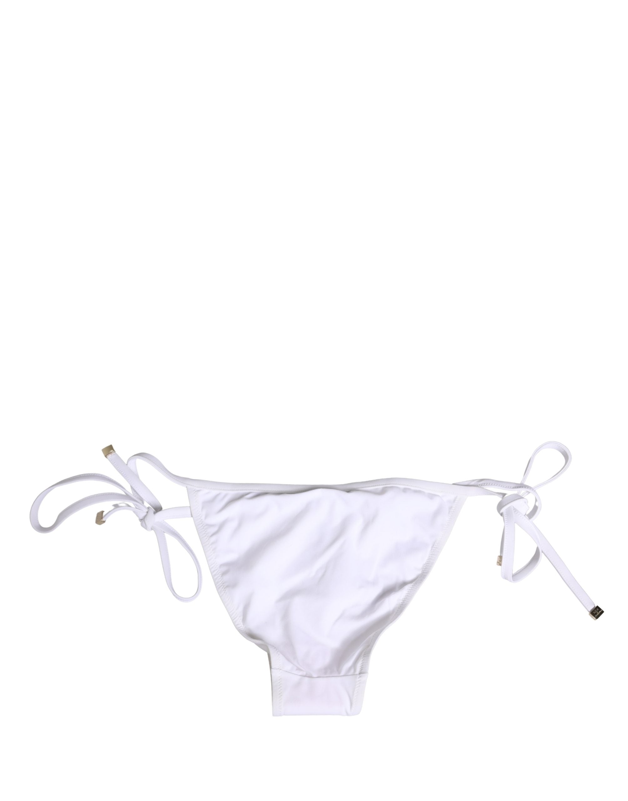 Dolce & Gabbana White Nylon Bikini Logo Plaque 2 Piece Women's Swimwear