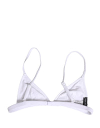 Dolce & Gabbana White Nylon Triangle Beachwear Bikini Top Women's Swimwear