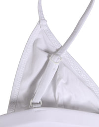Dolce & Gabbana White Nylon Triangle Beachwear Bikini Top Women's Swimwear