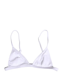 Dolce & Gabbana White Nylon Triangle Beachwear Bikini Top Women's Swimwear