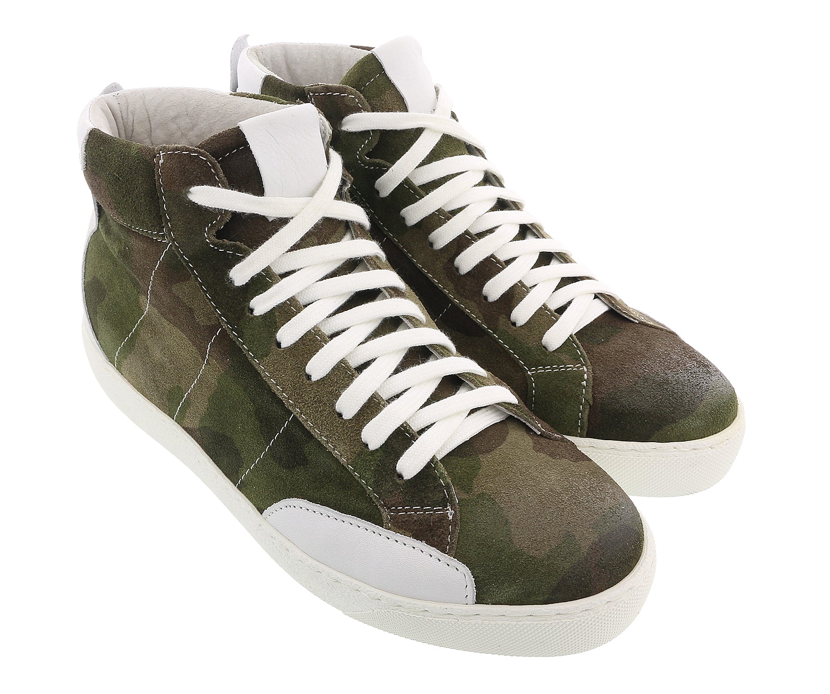 Daniela Fargion Cameo Suede Suede Mid Top Distressed Leather Fashion Sneakers-