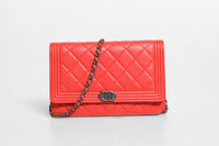Chanel Chanel Boy Wallet on Chain Red Women's Lambskin (Authentic Pre-Loved)