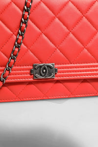 Chanel Chanel Boy Wallet on Chain Red Women's Lambskin (Authentic Pre-Loved)