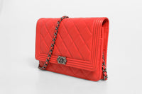 Chanel Chanel Boy Wallet on Chain Red Women's Lambskin (Authentic Pre-Loved)