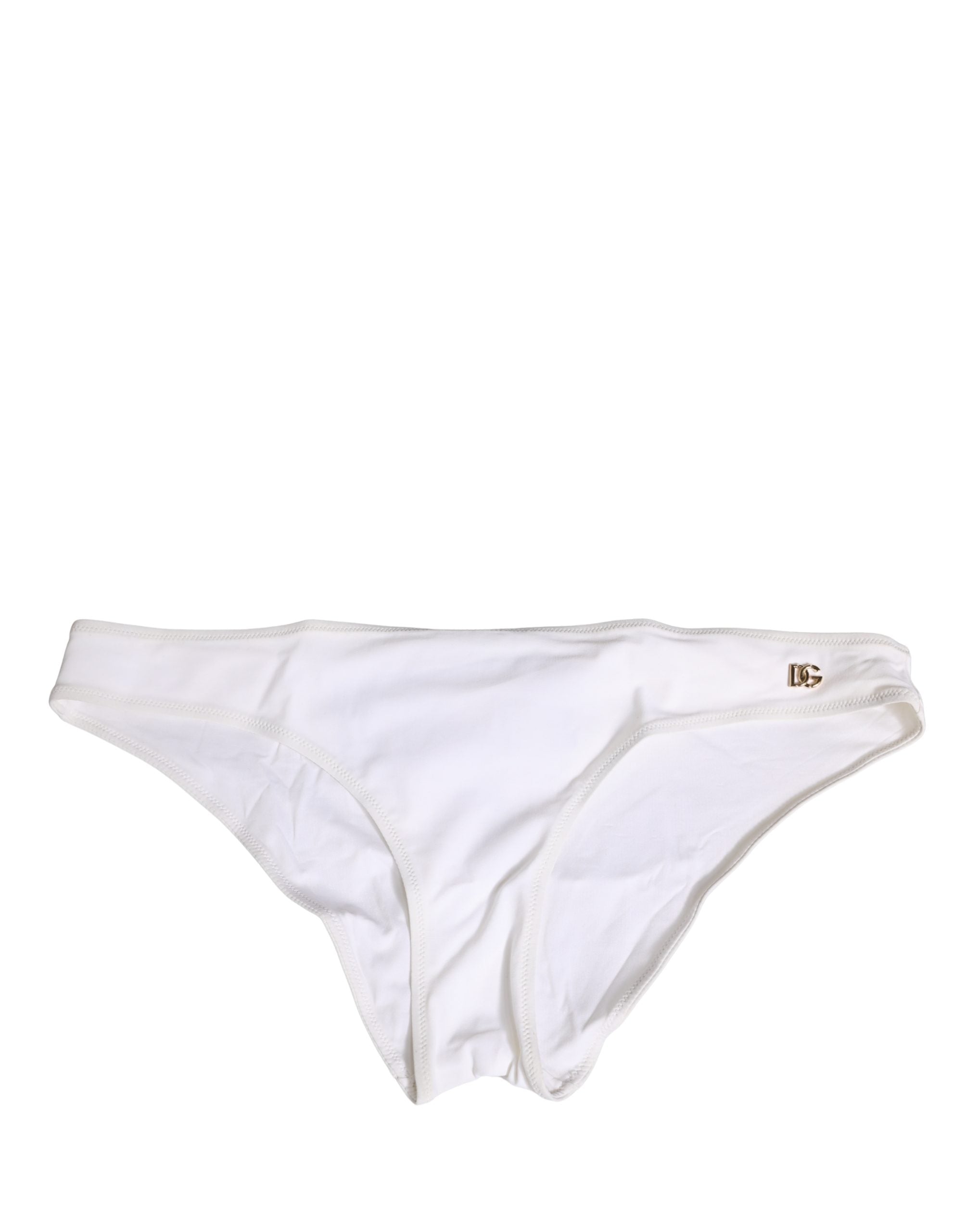 Dolce & Gabbana White DG Logo Plaque Bikini Bottom Women's Underwear