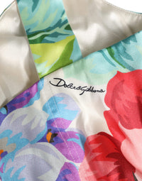 Dolce & Gabbana Multicolor Floral Print Silk Cropped Bustier Women's Top